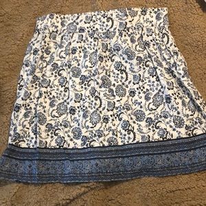 Loft white with blue print skirt. Size M